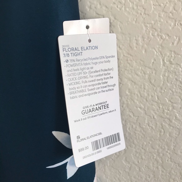 NWT | Athleta | Floral Elation 7/8 Tight Teal - Picture 2 of 6